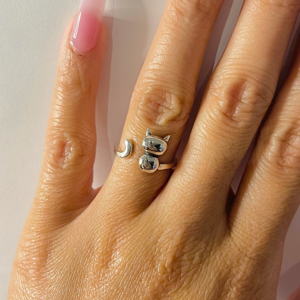 Sterling silver cat ring, cat ring, silver cat ring, silver ring, animal ring